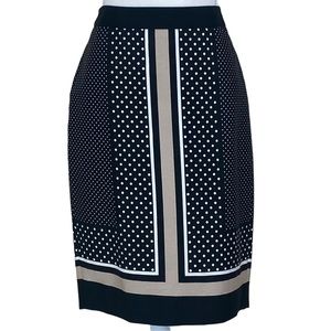 Ann Taylor Retail Color Block Polka Dot Mix Print Lined Pencil Skirt 6